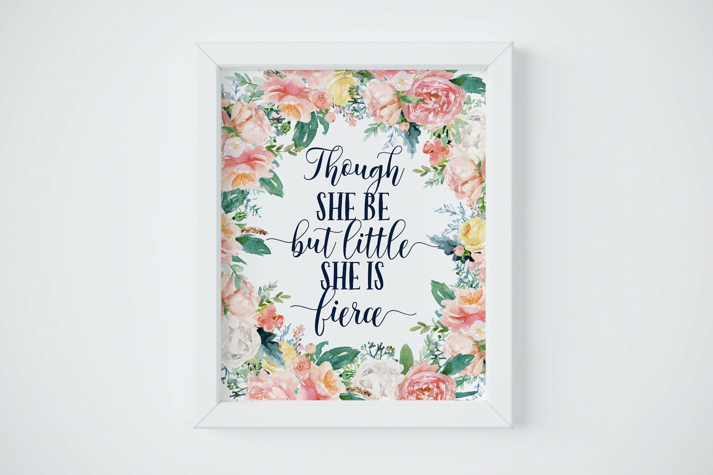 Though She Be But Little She is Fierce, Blue Nursery Decor, Nursery Printable Art