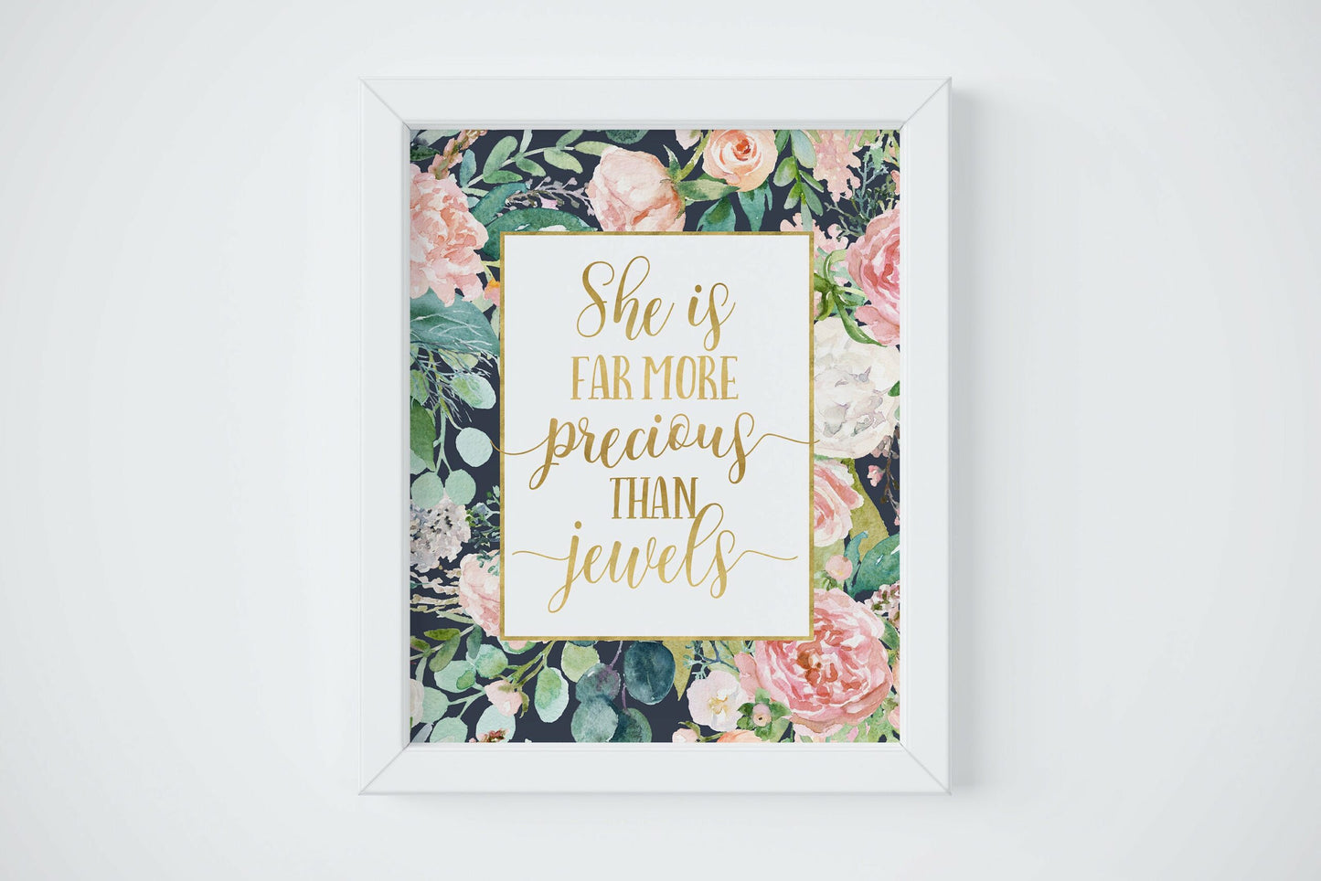 Bible Verse Wall Art, She Is Far More Precious Than Jewels,Proverbs 31:10, Scripture