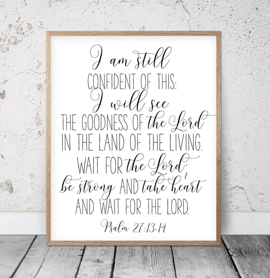 Psalm 27:13, Printable Bible Verses, Scripture Prints, Christian Verses, Nursery Prints Wall Art