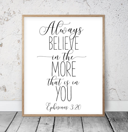 Bible Verse Printable Ephesians 3:20, Nursery Prints, Religious Art,Girls Room Decor, Scripture Prints