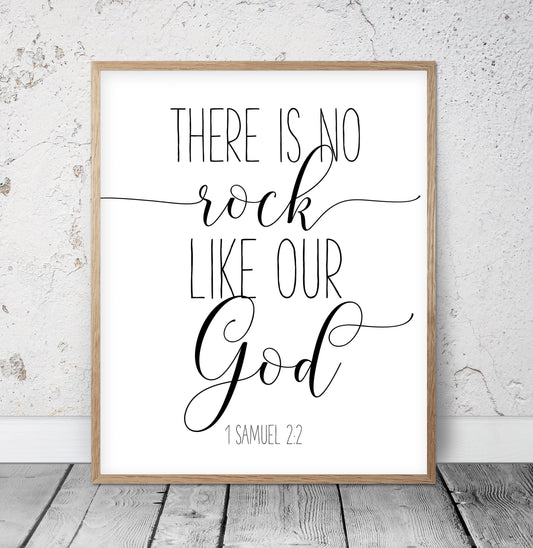 There Is No Rock Like Our God, 1 Samuel 2:2, Scripture Print, Bible Verse Prints,Kids Room Decor