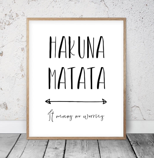 Hakuna Matata Print, Children Prints, Kids Room Decor, Nursery Wall Art