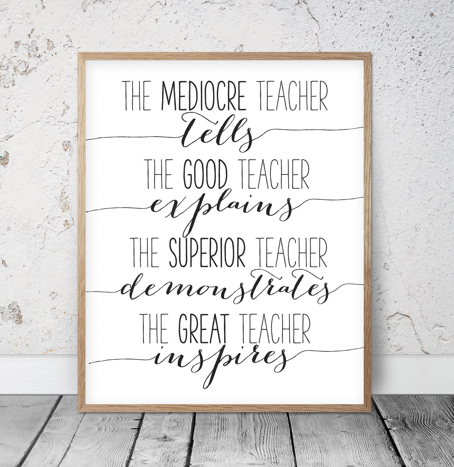 The Mediocre Teacher Tells, The Good Teacher Explains,Teacher Gift Print Art