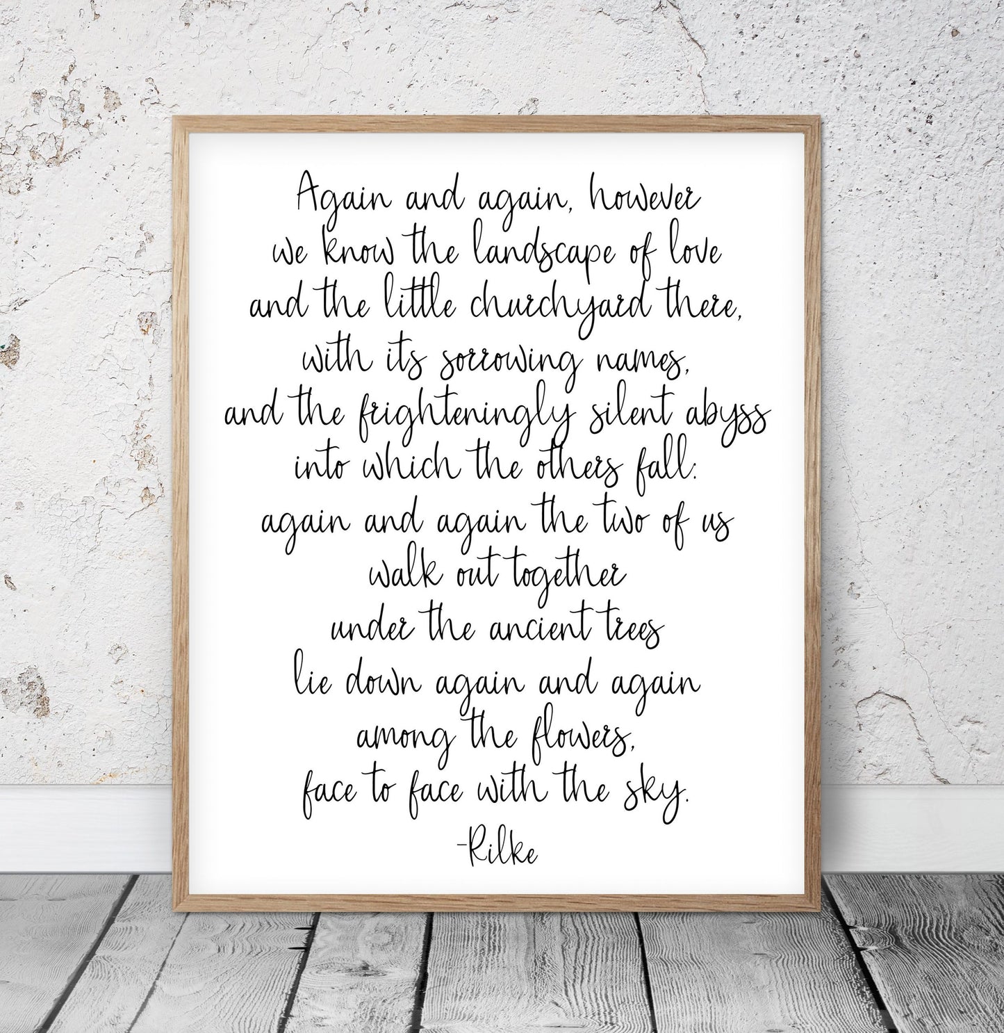 Again And Again Poem,Rainer Maria Rilke,Poetry Print,Romantic Gifts,Wall Art