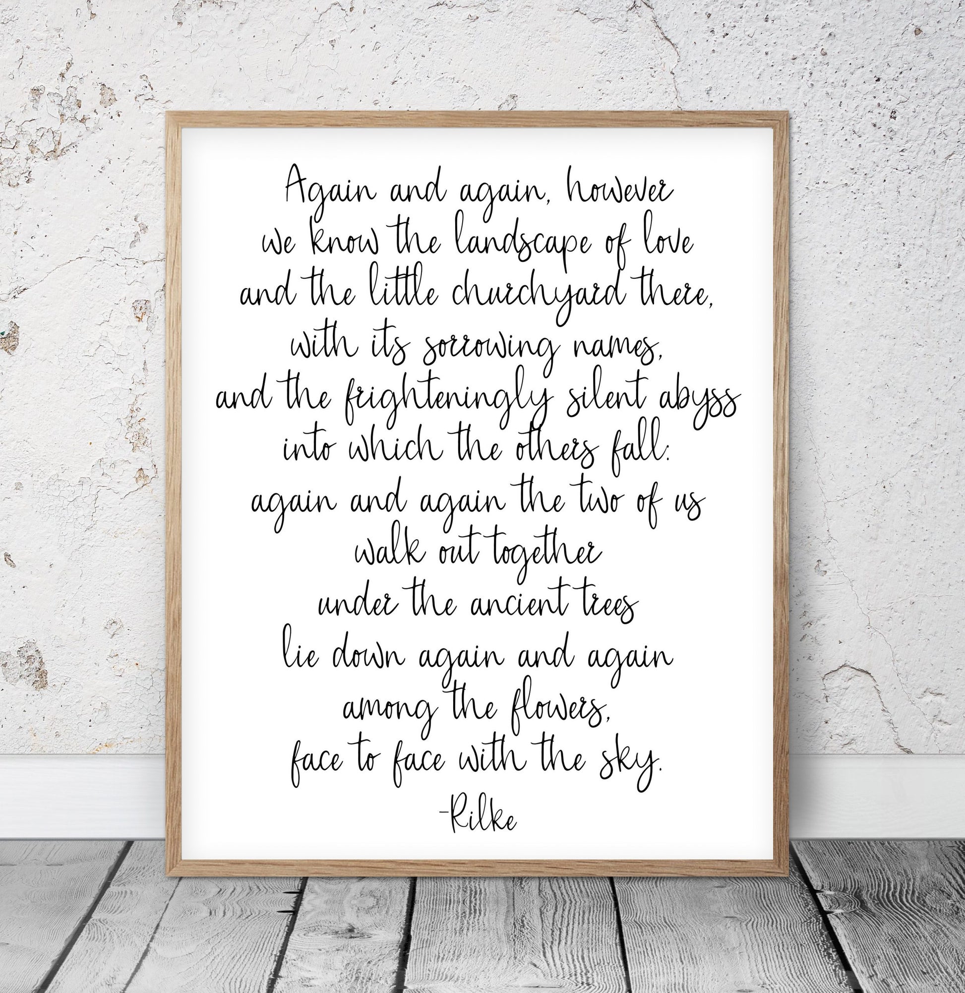 Again And Again Poem,Rainer Maria Rilke,Poetry Print,Romantic Gifts,Wall Art