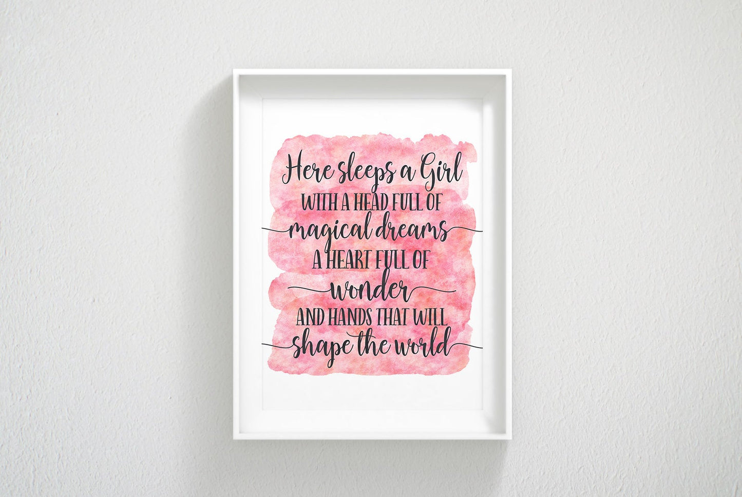Here Sleeps a Girl With a Head Full of Magical Dreams, Pink Nursery Wall Art
