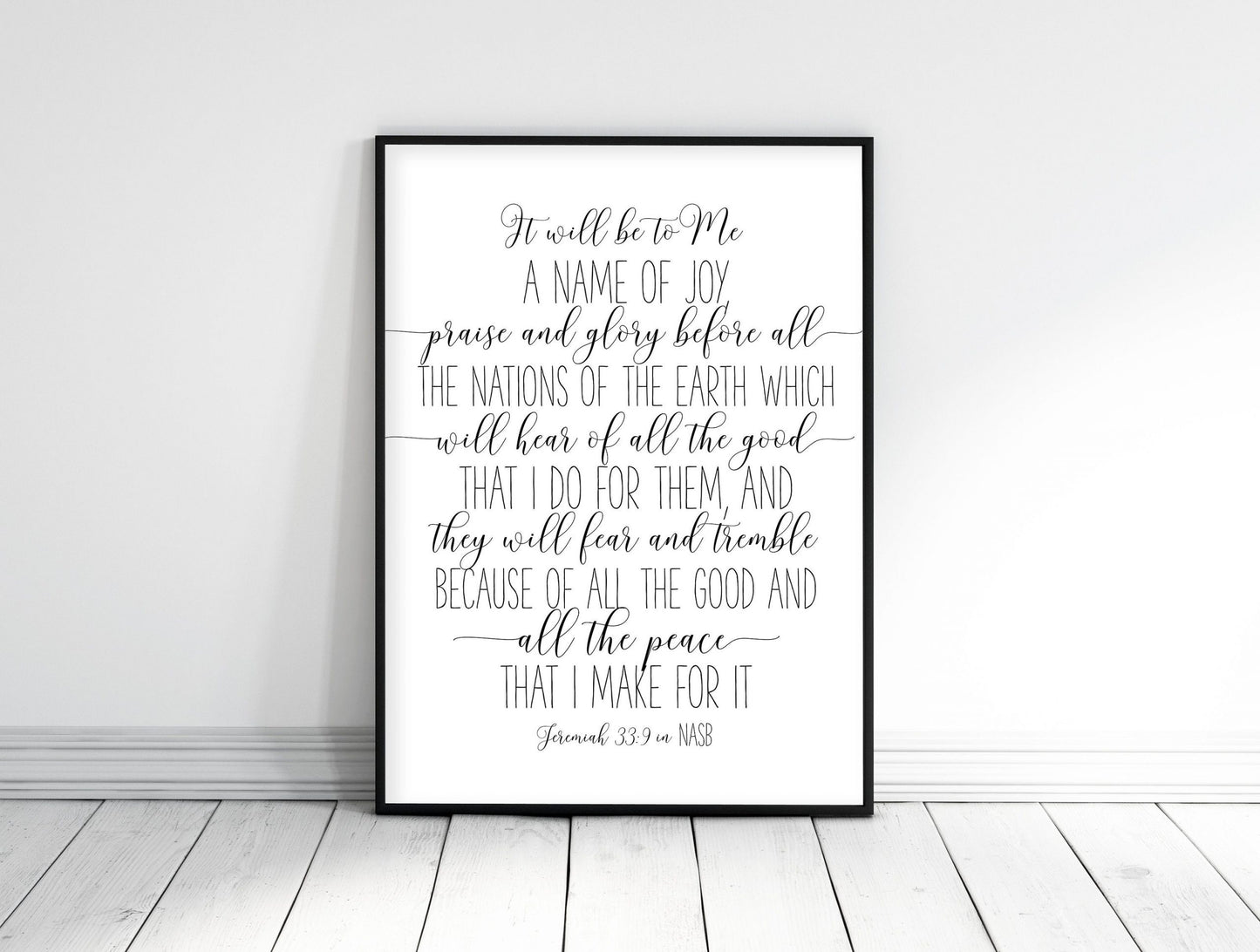 Jeremiah 33:9, It Will Be To Me A Name Of Joy, Nursery Bible Verse Prints, Scripture Prints