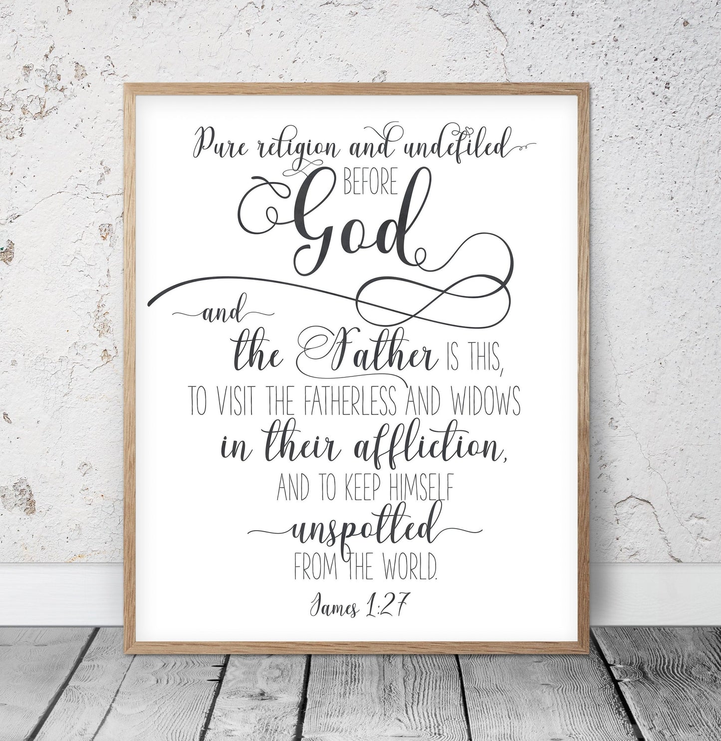 Pure Religion And Undefiled Before God And The Father Is This, James 1:27, Printable Bible Verse