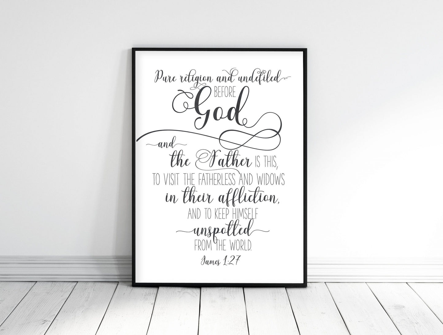 Pure Religion And Undefiled Before God And The Father Is This, James 1:27, Printable Bible Verse