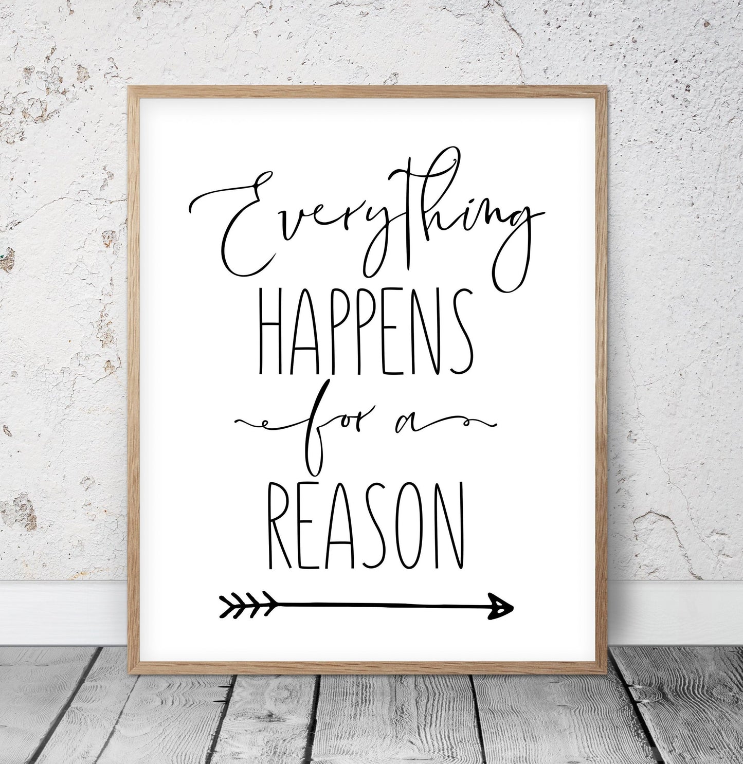 Everything Happens For A Reason, Modern Motivational Quote Inspiration