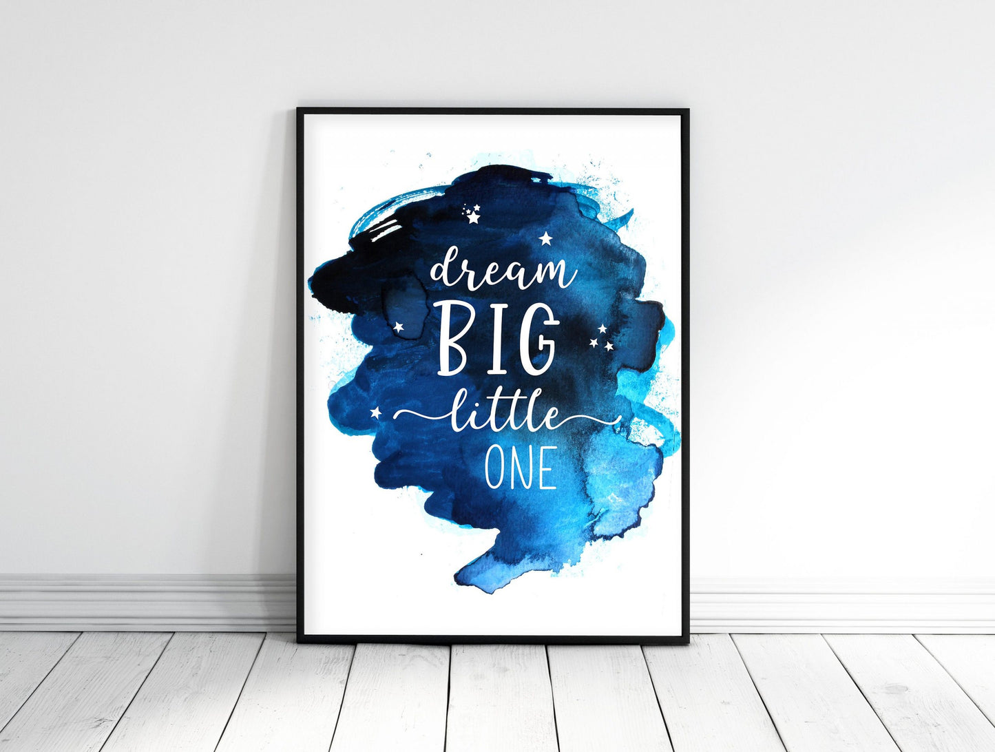 Dream Big Little One,Nursery Decor Girl Boy,Navy Blue Nursery Printable Wall Art