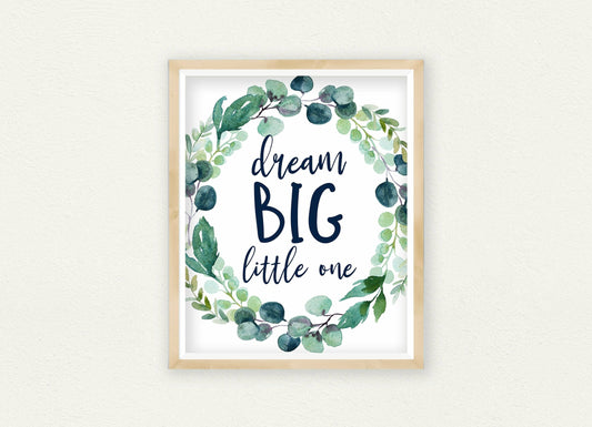 Dream Big Little One, Girls Nursery Printable Wall Art, Girls Nursery Decor