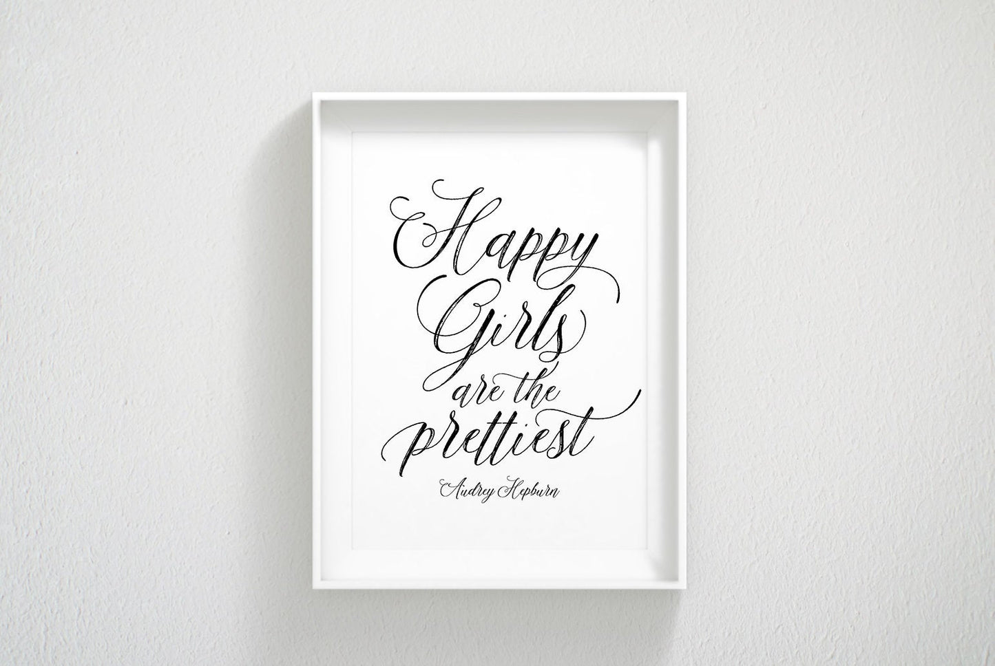 Audrey Hepburn Quote Happy Girls are the Prettiest, Girl Quotes Room Decor