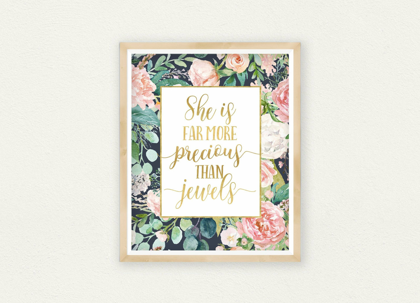 Bible Verse Wall Art, She Is Far More Precious Than Jewels,Proverbs 31:10, Scripture