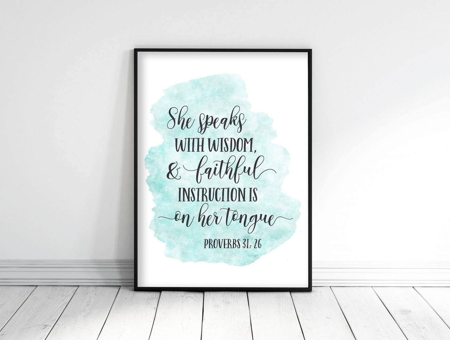 She Speaks with Wisdom Proverbs 31:26, Teacher Appreciation Gift, Bible verse Wall Art Quotes
