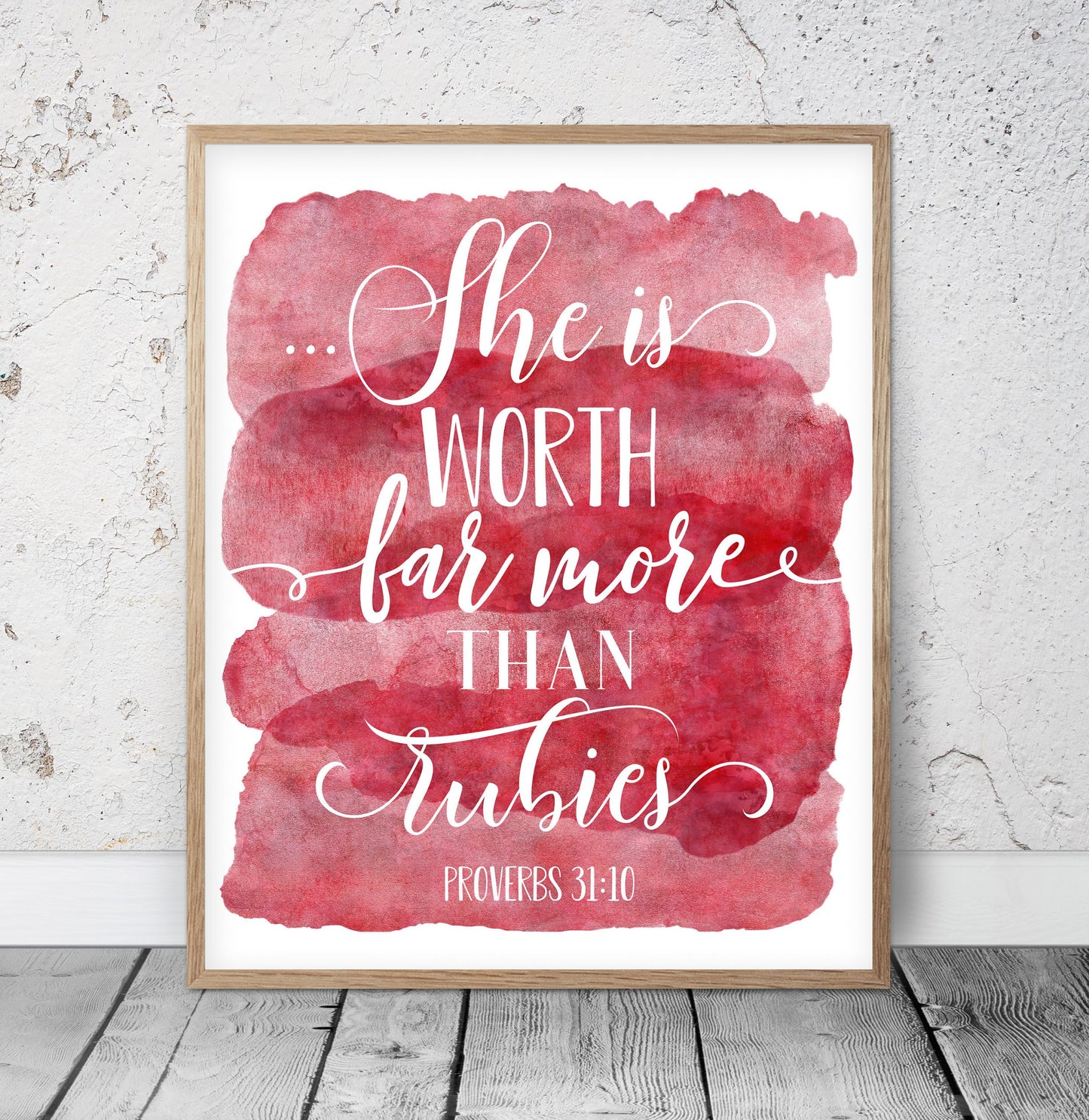 She's Worth Far More Than Rubies, Proverbs 31:10, Bible Verse Printable, Christian Wall Art