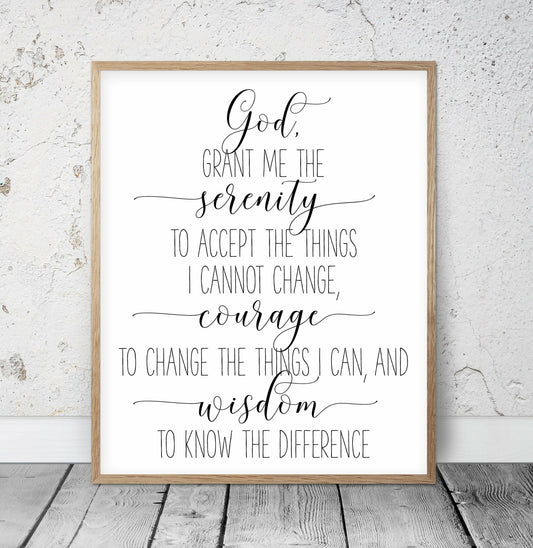 Serenity Prayer Wall Art, God Grant Me The Serenity To Accept The Things Wall Art