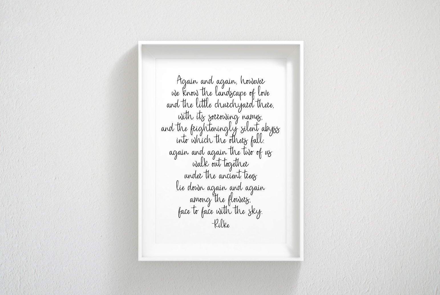 Again And Again Poem,Rainer Maria Rilke,Poetry Print,Romantic Gifts,Wall Art