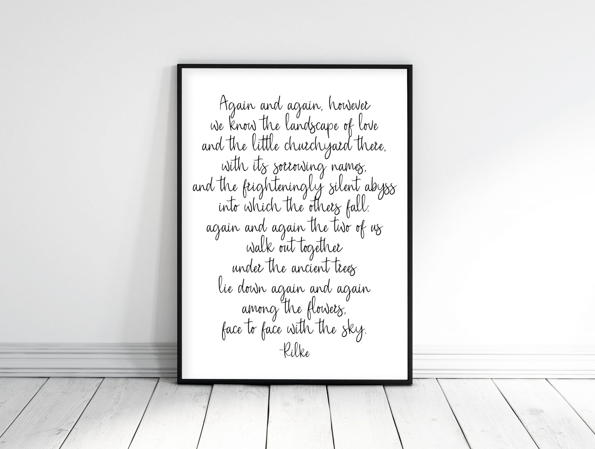 Again And Again Poem,Rainer Maria Rilke,Poetry Print,Romantic Gifts,Wall Art