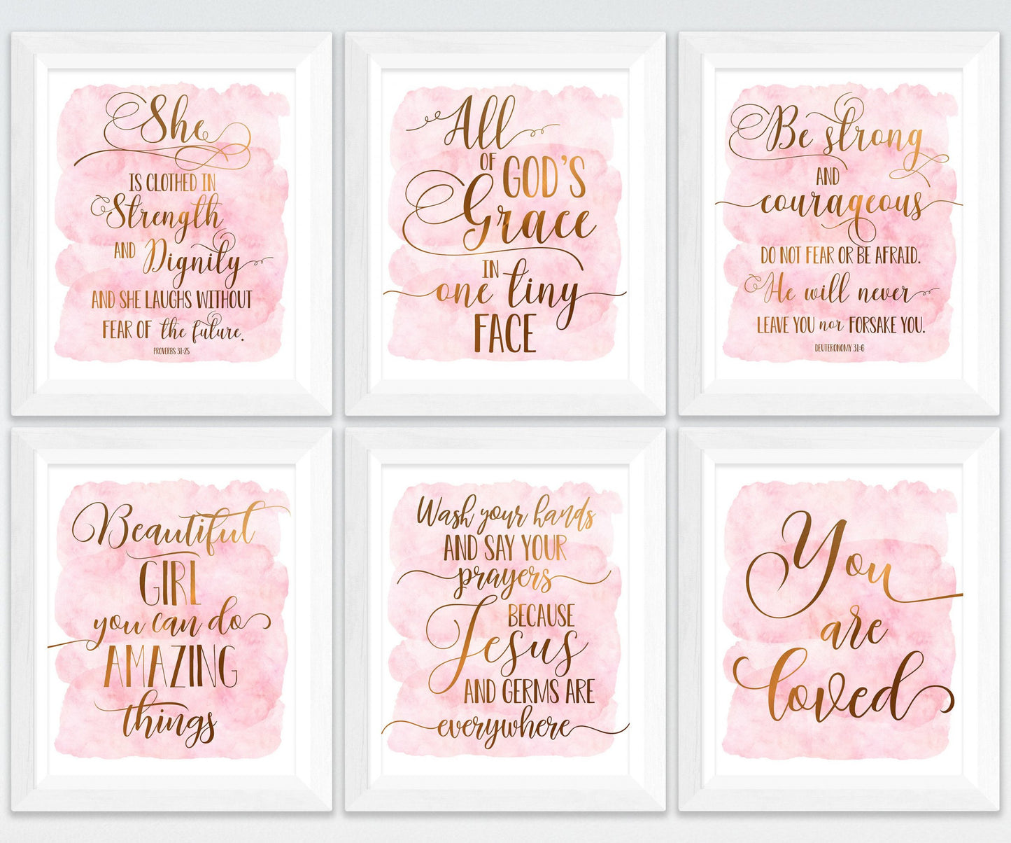 Be Strong And Courageous, Deuteronomy 31:6, Bible Verse Printable Wall Art