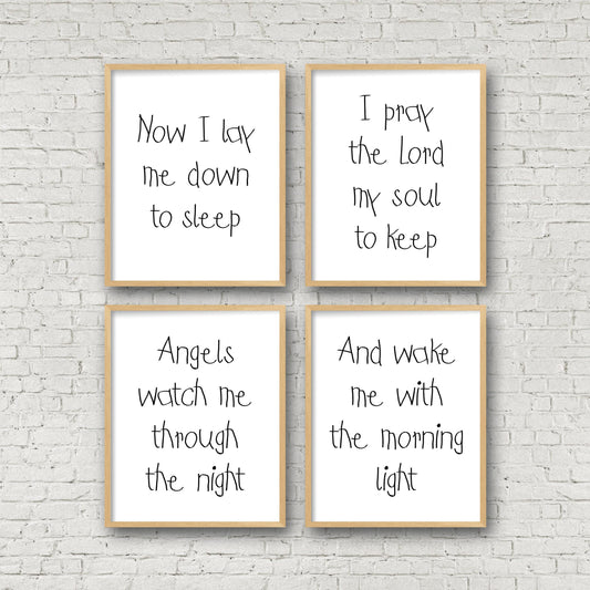 Now I Lay Me Down To Sleep, Nursery Printable Wall Art, Kids Room Decor Art
