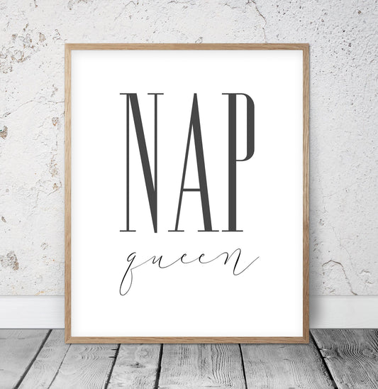 Nap Queen Printable Wall Art, Girls Room Wall Art, Girl Quotes Room Decor