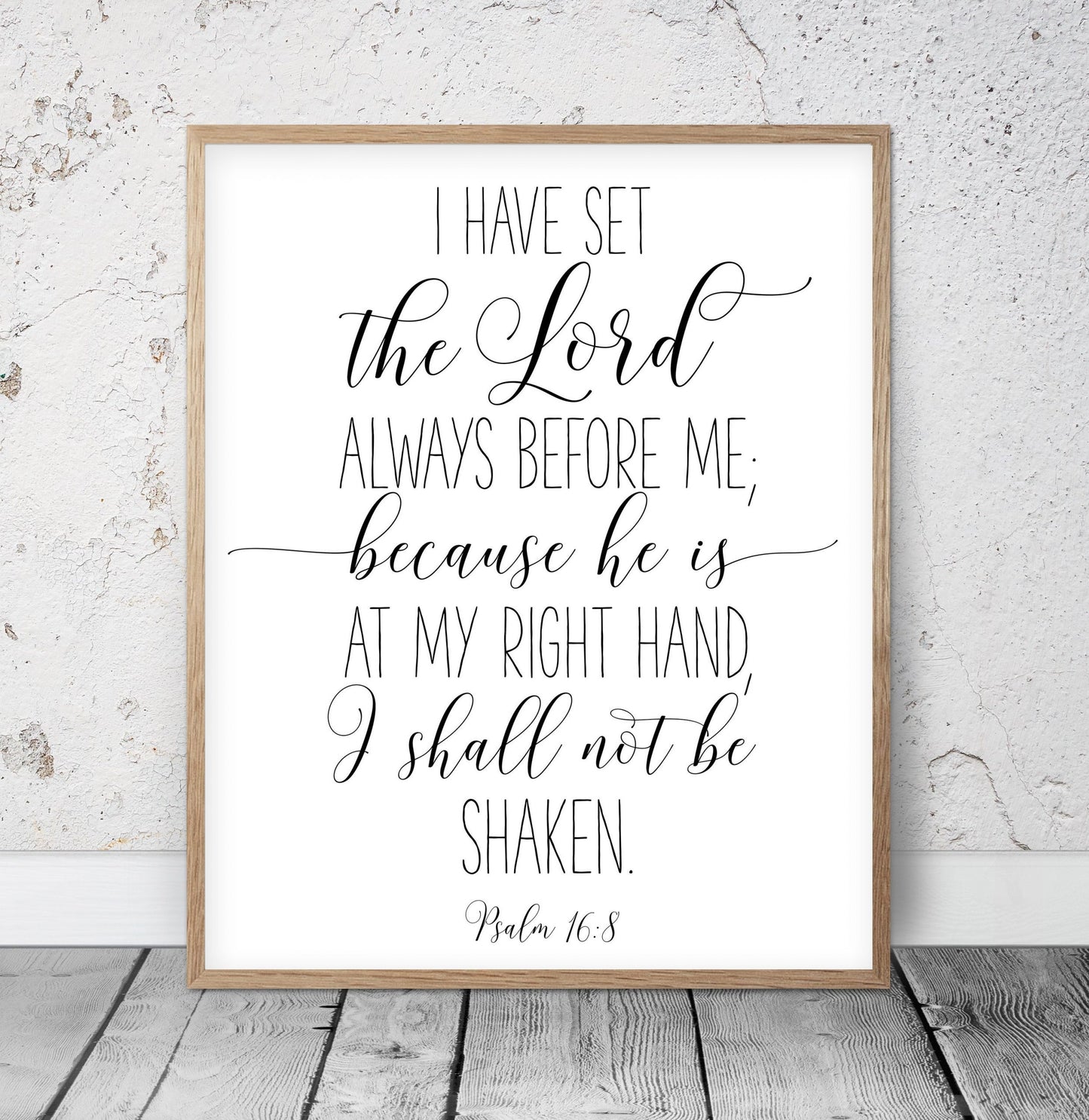 I Have Set The Lord Always Before Me, Psalm 16:8, Bible Verse Printable Wall Art, Nursery Quotes