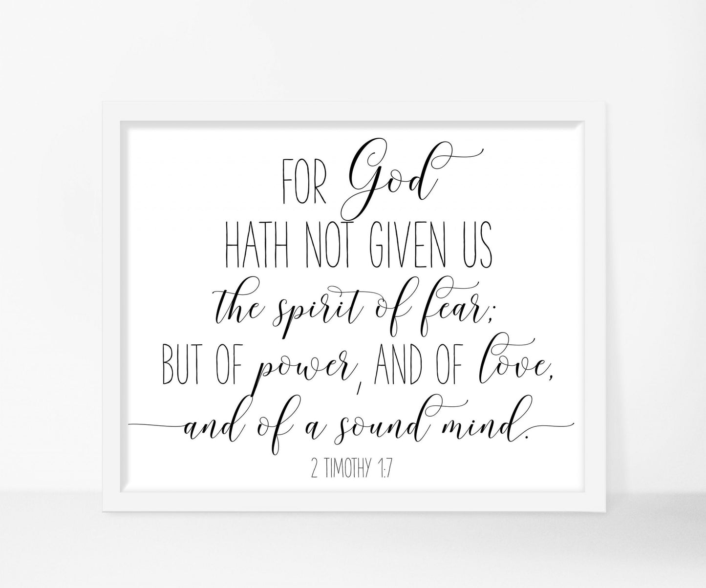 For God Hath Not Given Us, 2 Timothy 1:7, Bible Verse Printable Wall Art, Nursery Bible Quotes