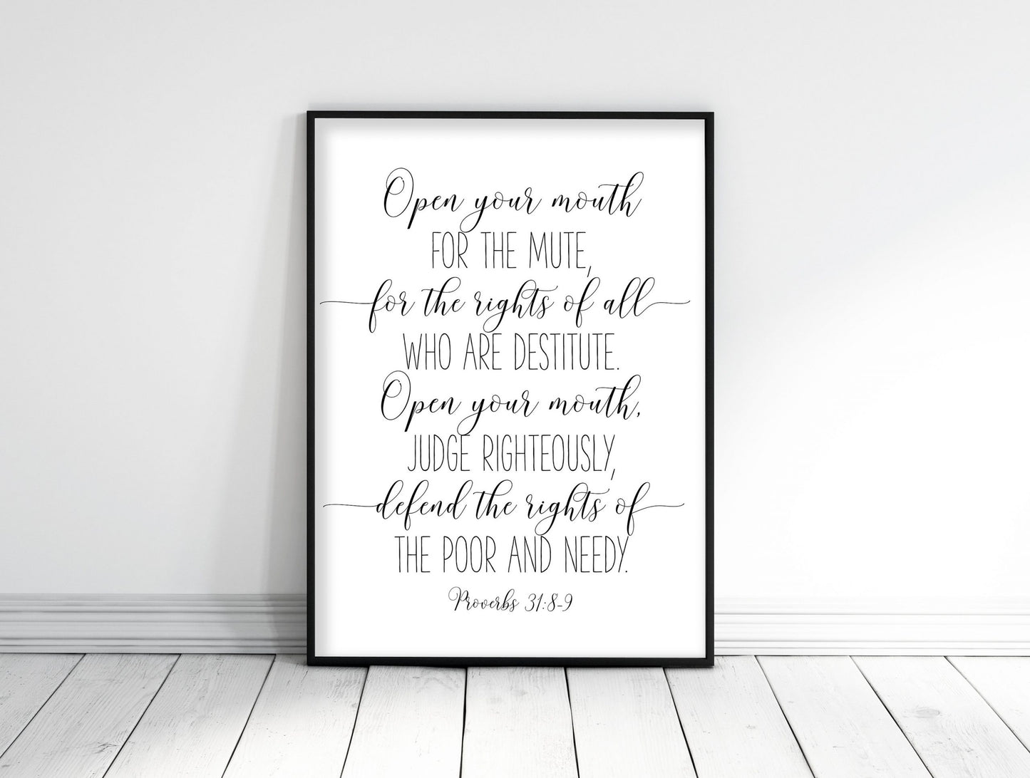 Open Your Mouth For The Mute, Proverbs 31:8-9, Bible Verse Print Wall Art,Nursery Bible Quotes