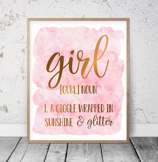 Girl Definition Sign, Funny Definitions, Nursery Printable Wall Art, Room Decor
