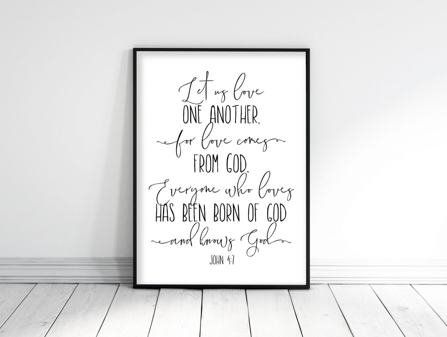 1 John 4:7, Let Us Love One Another, Bible Verse Printable Wall Art, Nursery Decor, Bible Quotes