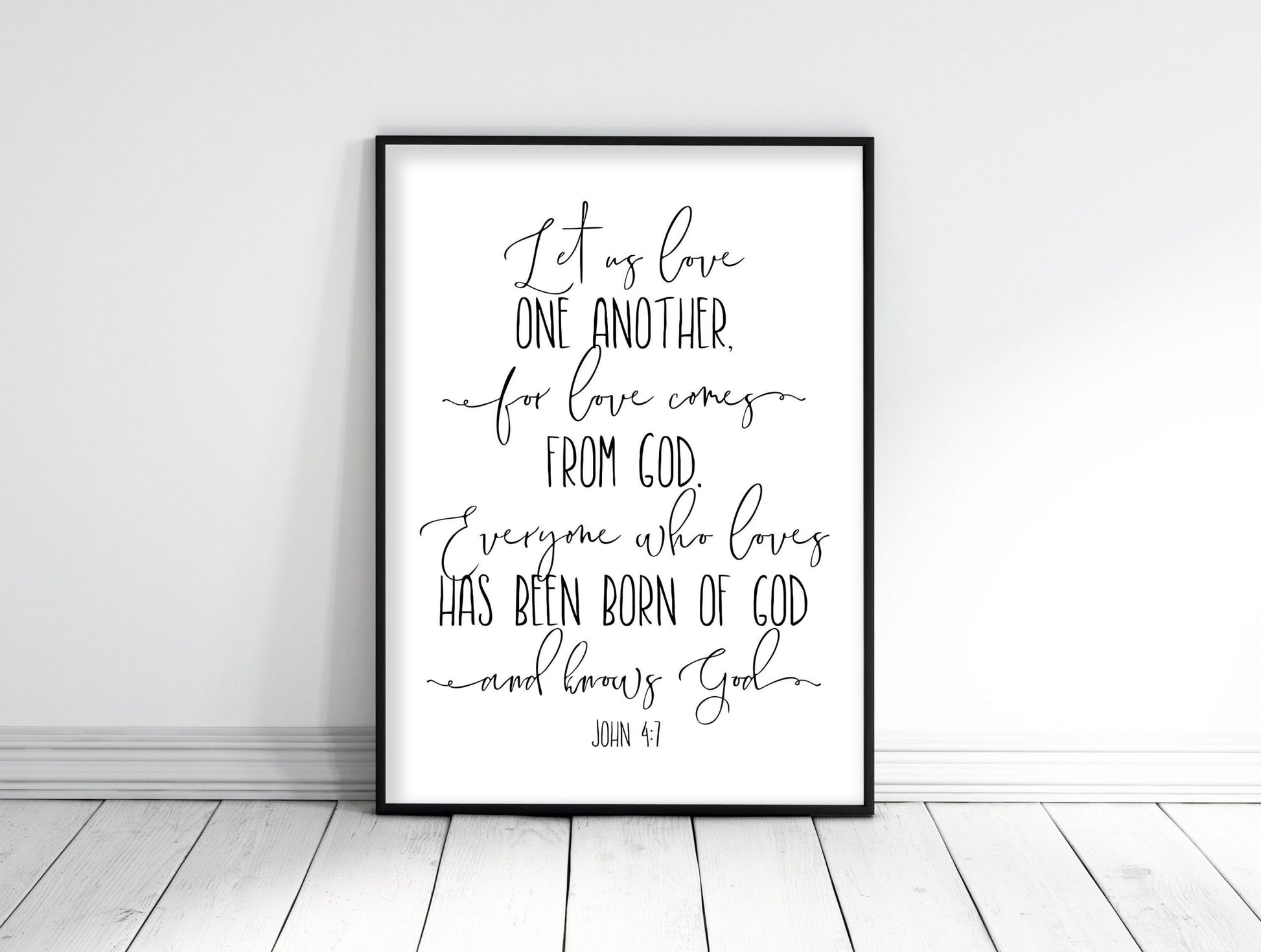 1 John 4:7, Let Us Love One Another, Bible Verse Printable Wall Art, Nursery Decor, Bible Quotes