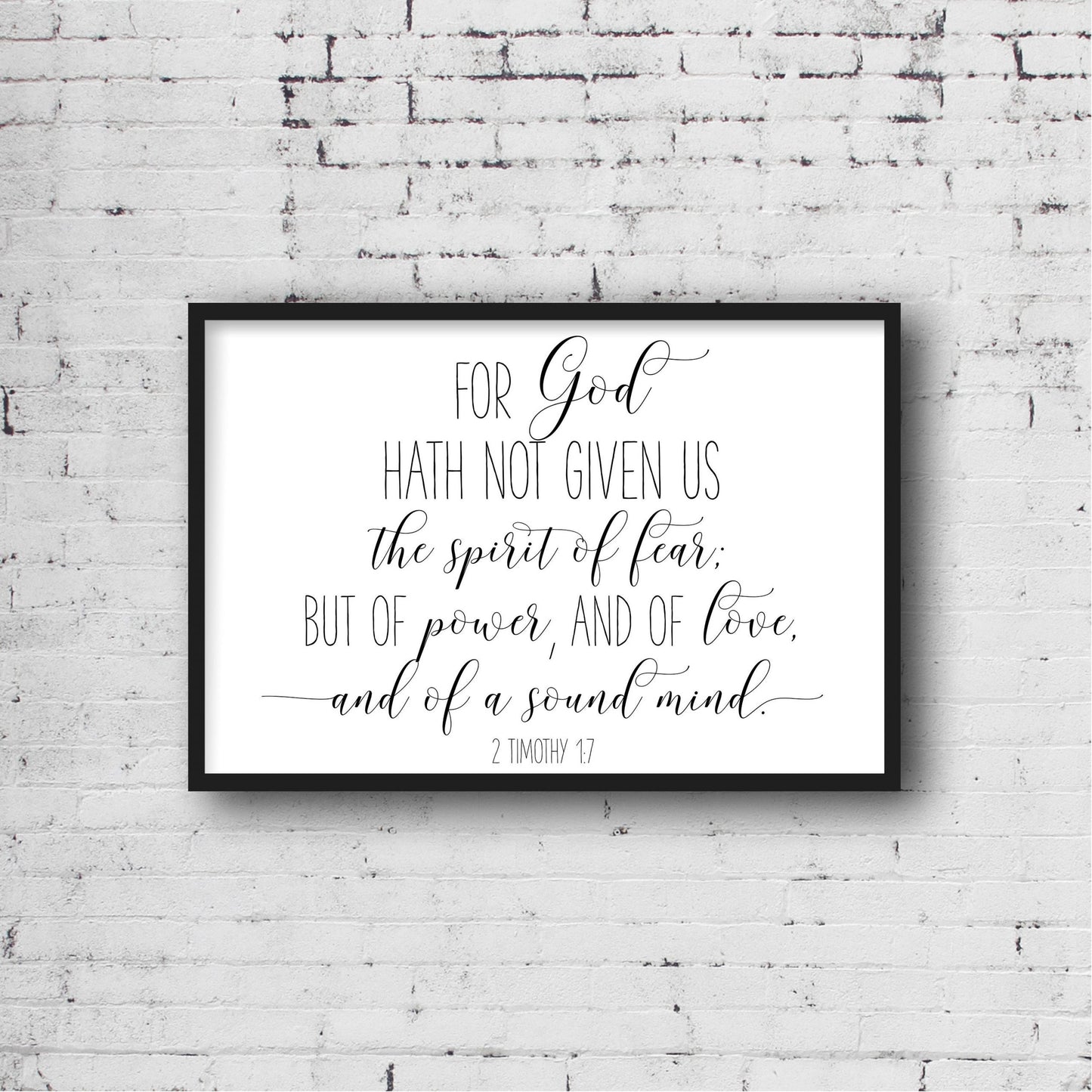 For God Hath Not Given Us, 2 Timothy 1:7, Bible Verse Printable Wall Art, Nursery Bible Quotes