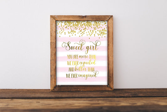 Sweet Girl You Are More Printable Nursery Wall Art, Gold Nursery Decor Girl