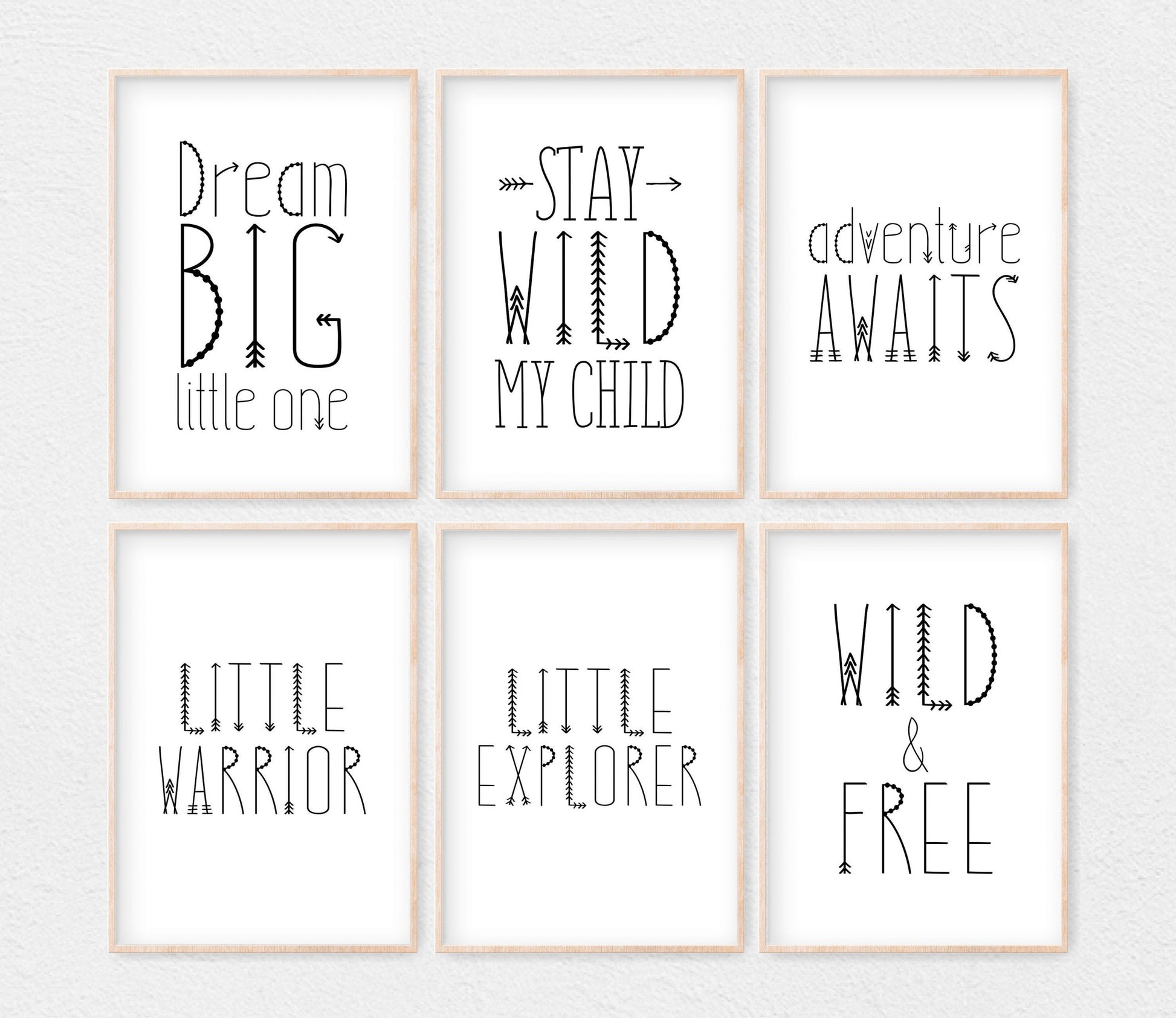 Wild And Free, Nursery Wall Decor, Motivational Quote Print, Wall Art Decor