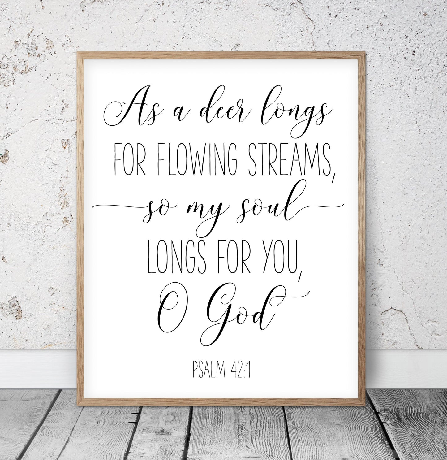 As A Deer Longs For Flowing Streams, Psalm 42:1, Bible Verse Print Wall Art,Nursery Bible Quotes