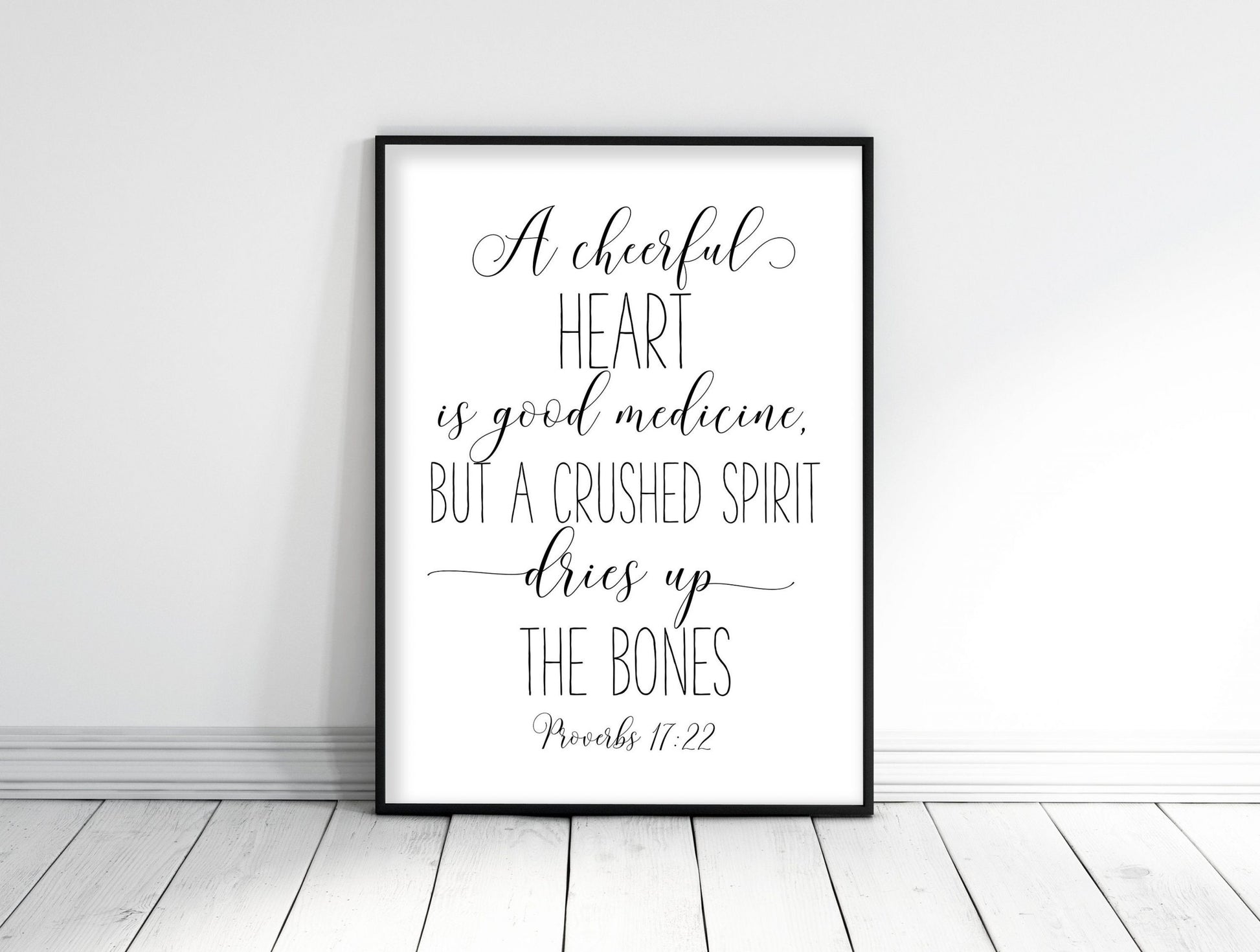 A Cheerful Heart Is Good Medicine, Proverbs 17:22, Bible Verse Printable Wall Art, Nursery Decor