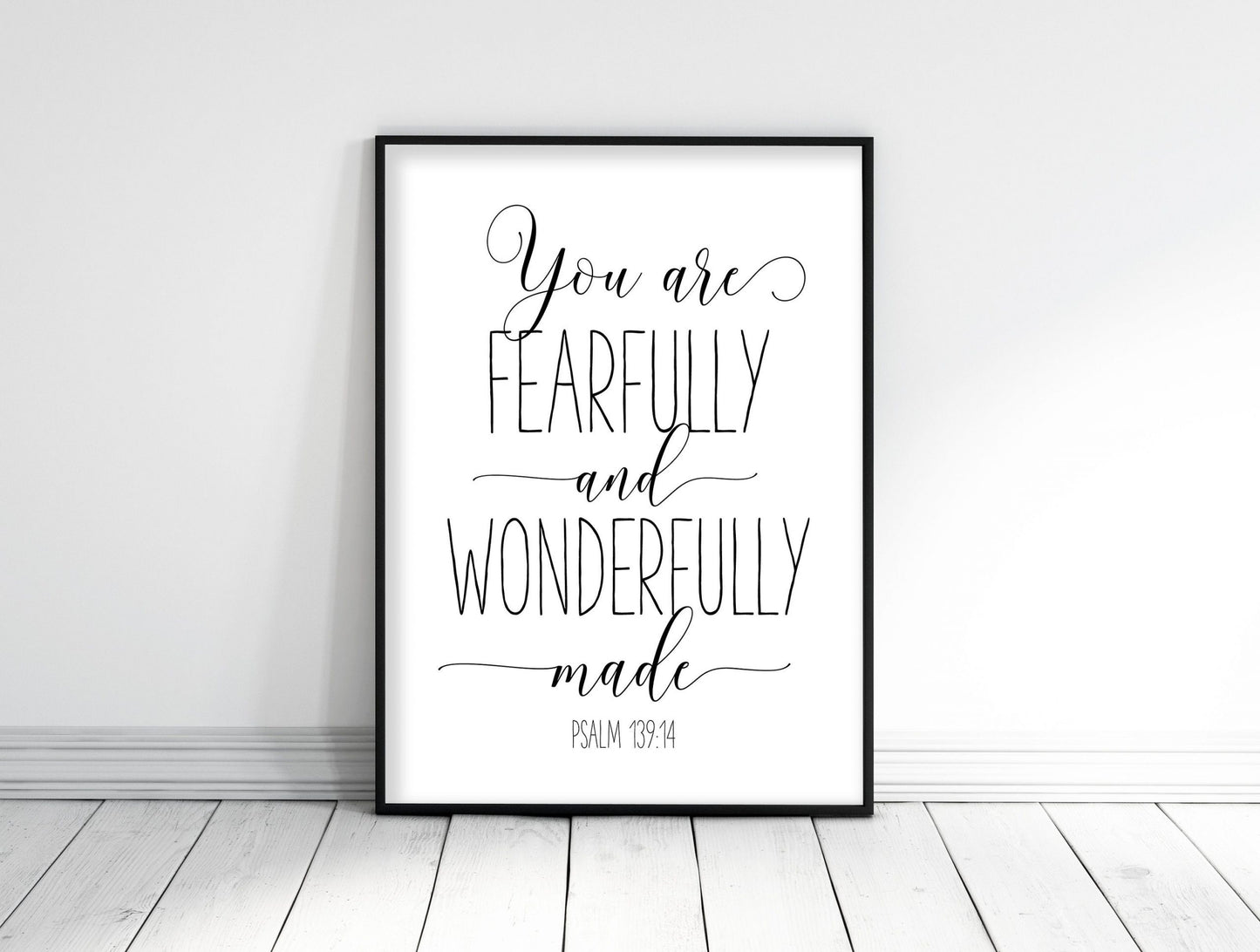 You Are Fearfully And Wonderfully Made, Psalm 139:14, Bible Verse Print Room Art