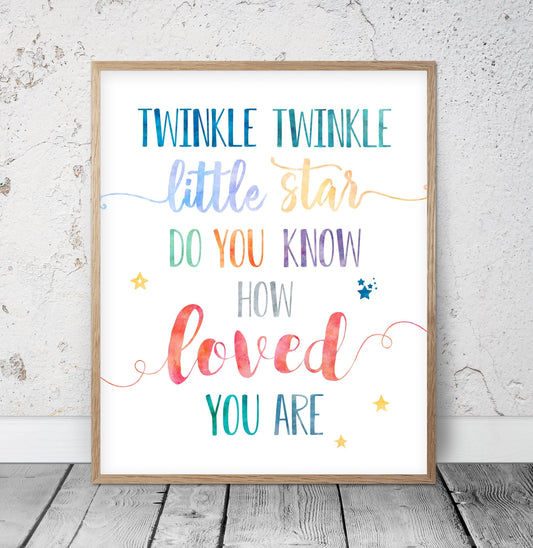 Twinkle Twinkle Little Star, Printable Nursery Wall Art Kids Room Decor Print