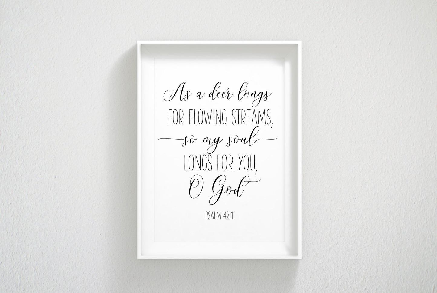 As A Deer Longs For Flowing Streams, Psalm 42:1, Bible Verse Print Wall Art,Nursery Bible Quotes
