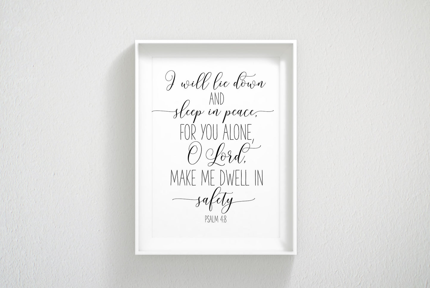 I Will Lie Down And Sleep In Piece, Psalm 4:8, Bible Verse Printable Wall Art,Nursery Bible Quotes