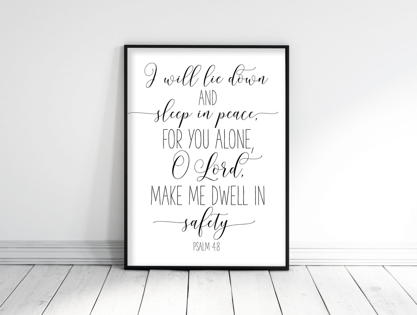 I Will Lie Down And Sleep In Piece, Psalm 4:8, Bible Verse Printable Wall Art,Nursery Bible Quotes