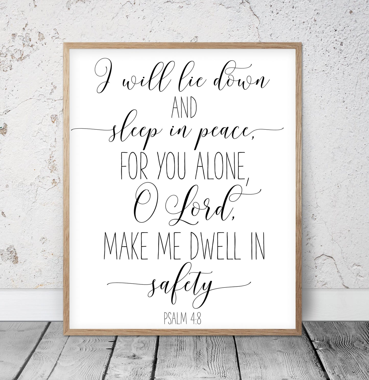 I Will Lie Down And Sleep In Piece, Psalm 4:8, Bible Verse Printable Wall Art,Nursery Bible Quotes