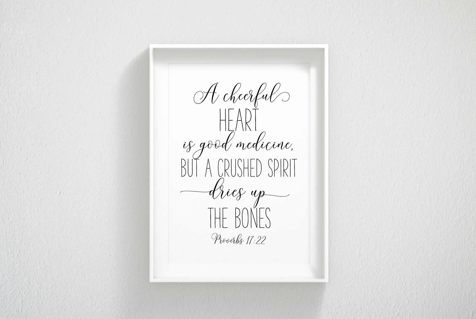 A Cheerful Heart Is Good Medicine, Proverbs 17:22, Bible Verse Printable Wall Art, Nursery Decor