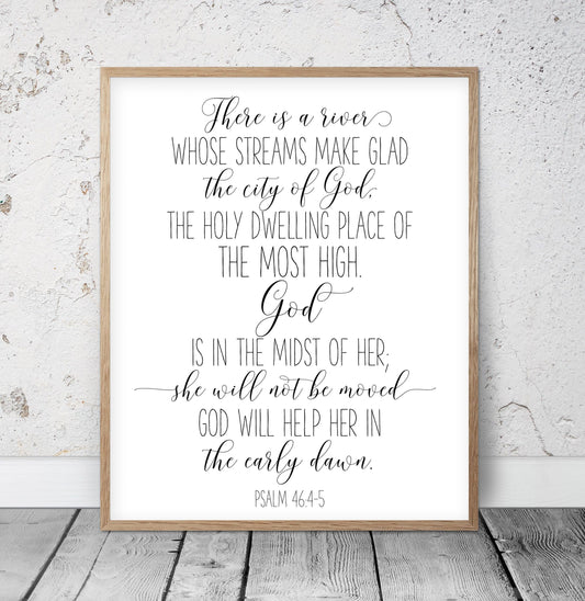 God Is In The Midst Of Her, Psalm 46:4-5, Bible Verse Printable Wall Art,Nursery Decor Prints