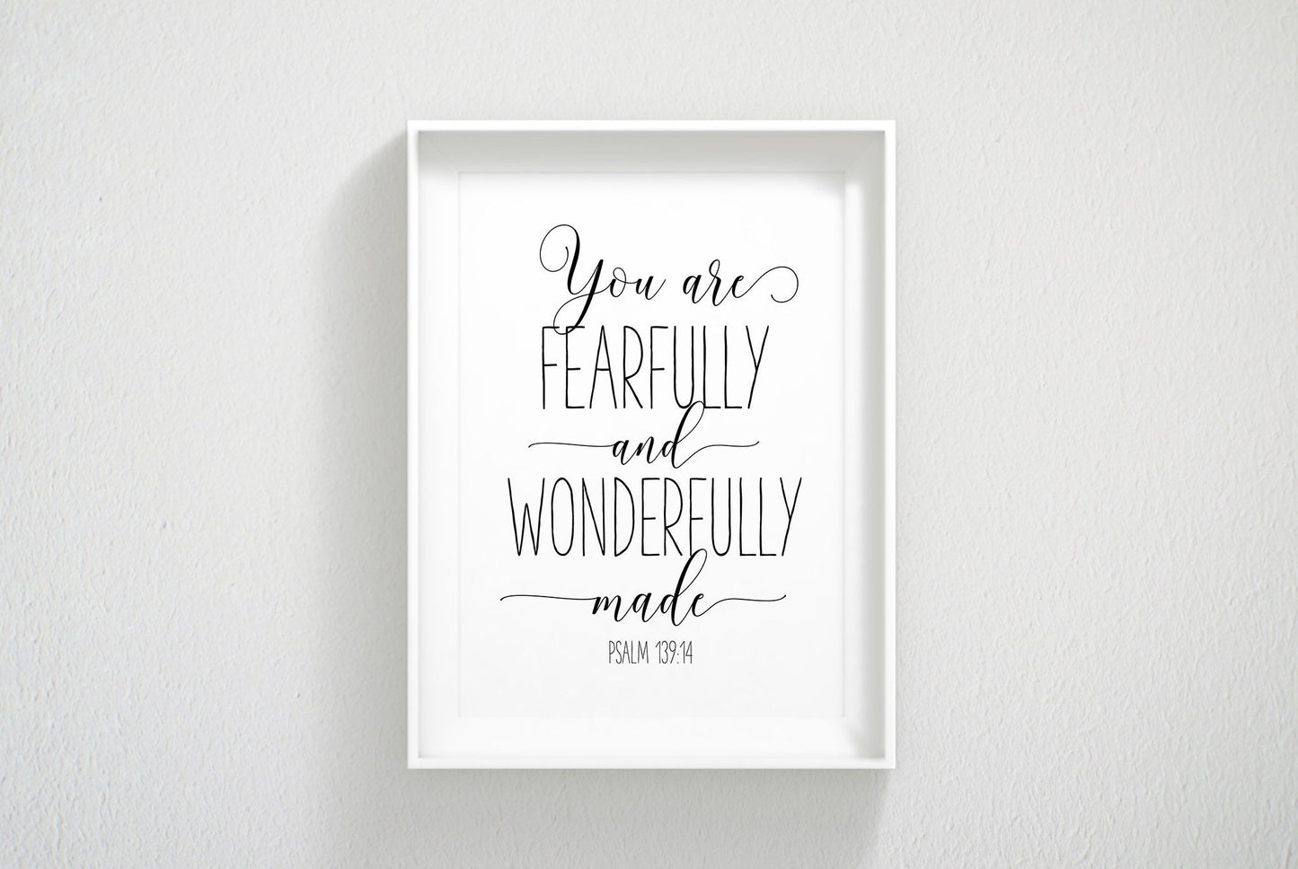 You Are Fearfully And Wonderfully Made, Psalm 139:14, Bible Verse Print Room Art