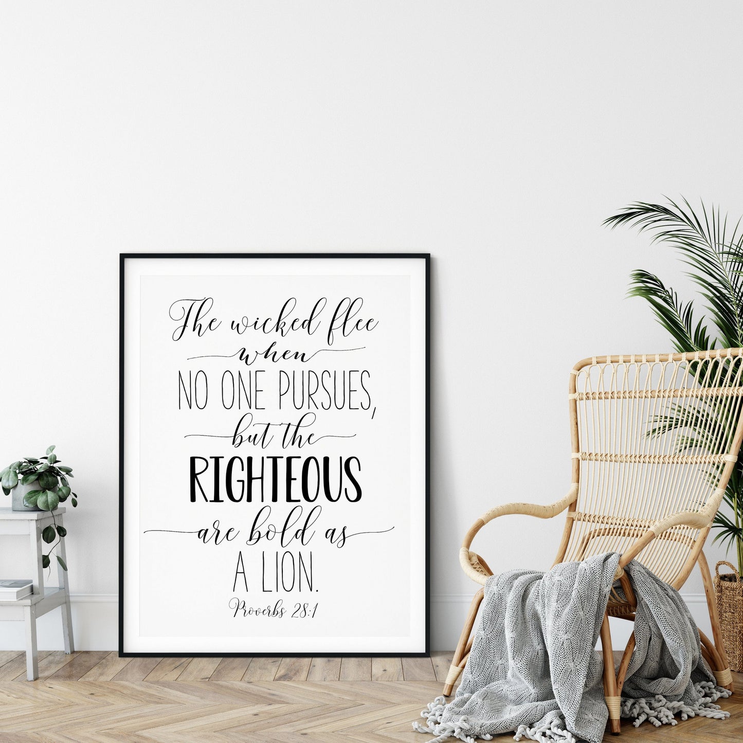 The Righteous are Bold as a Lion, Proverbs 28:1, Bible Verse Printable, Christian Gifts, Nursery Decor