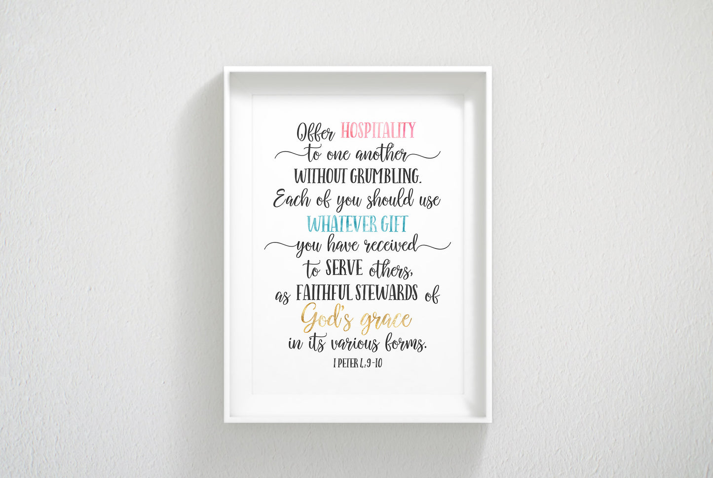 Offer Hospitality To One Another, 1 Peter 4:9-10, Bible Verse Printable, Nursery Decor