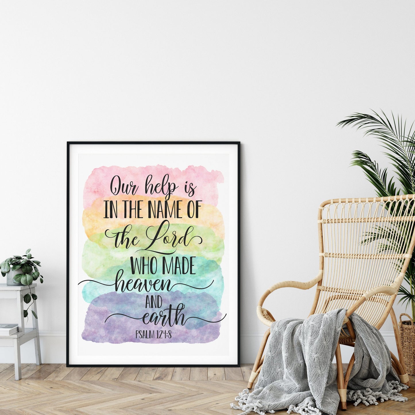 Our Help Is In The Name Of The Lord, Psalm 124:8, Catholic Prayer, Bible Verse Printable Wall Art