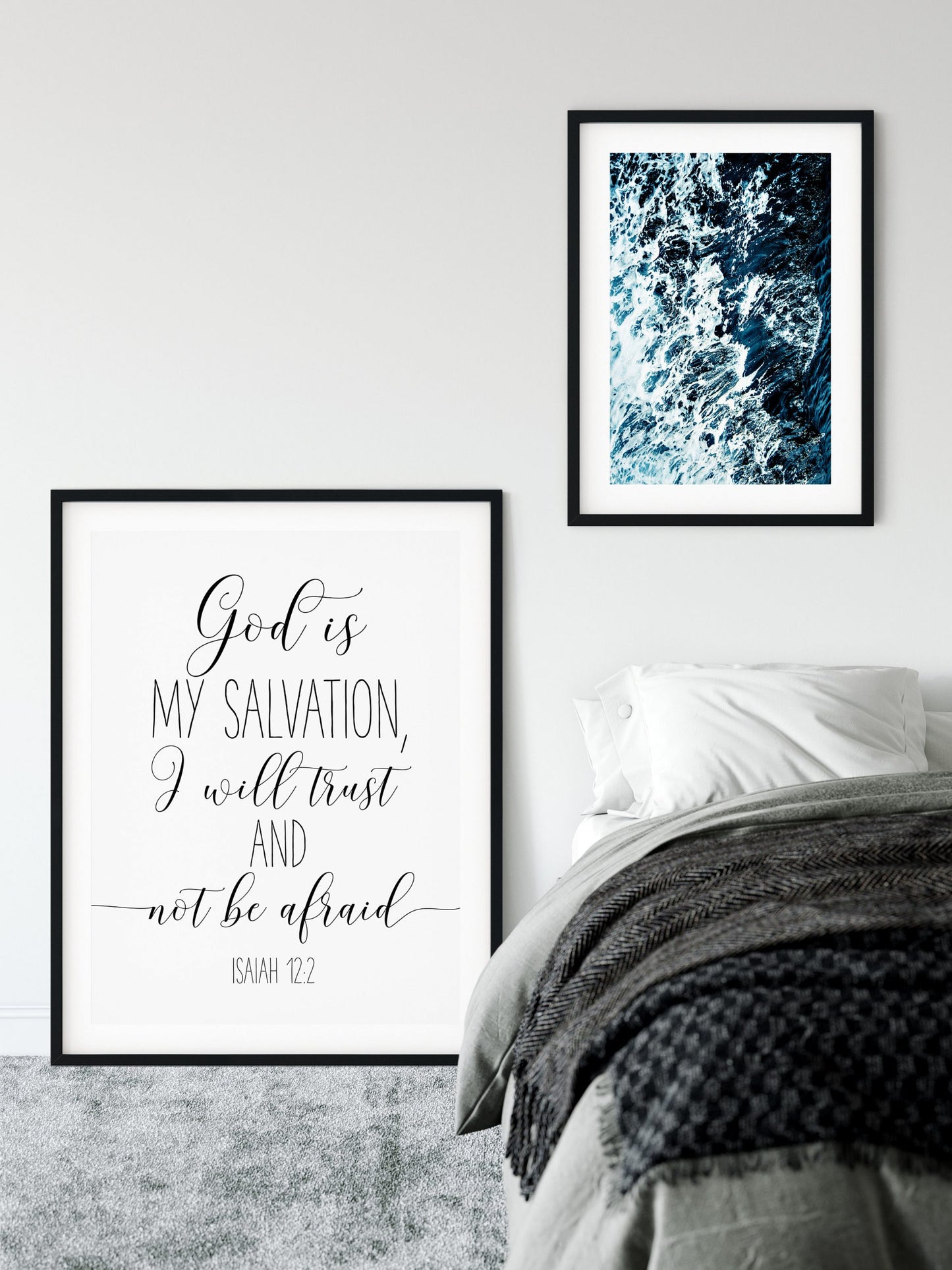 God Is My Salvation I Will Trust, Isaiah 12:2, Bible Verse Printable Wall Art, Christian Gifts, Kids Decor
